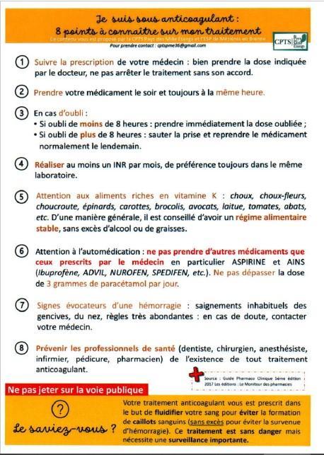 Fiche Conseils sur les Anticoagulants